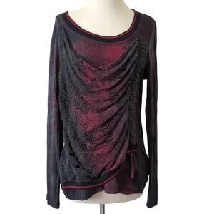 Dolcezza Michael Phillips Top Women's Size Large Long Sleeve Lagenlook Artsy EUC